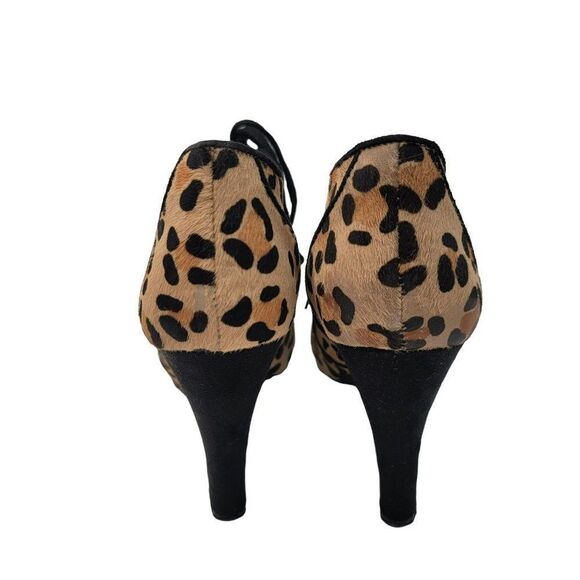 TopShop Leopard Booties New Calf Hair Boots Womens Size 7 Lace Up - Picture 6 of 9